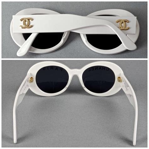 chanel paris sunglasses white|chanel sunglasses pearl on side.